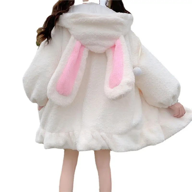 2025 Women's Black Rabbit Ears Sweatshirt Jacket Set Large - Image 7