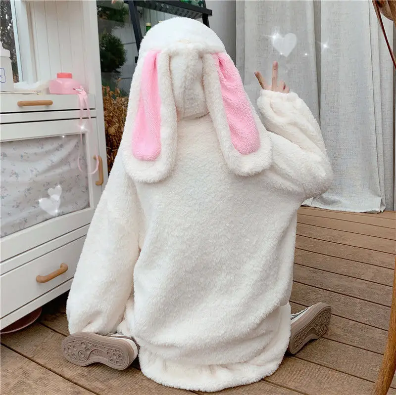 2025 Women's Black Rabbit Ears Sweatshirt Jacket Set Large — feature 8