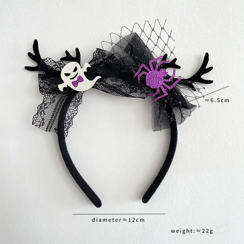 Halloween Bat Spider Web Headband with Ghost Design - Image 15