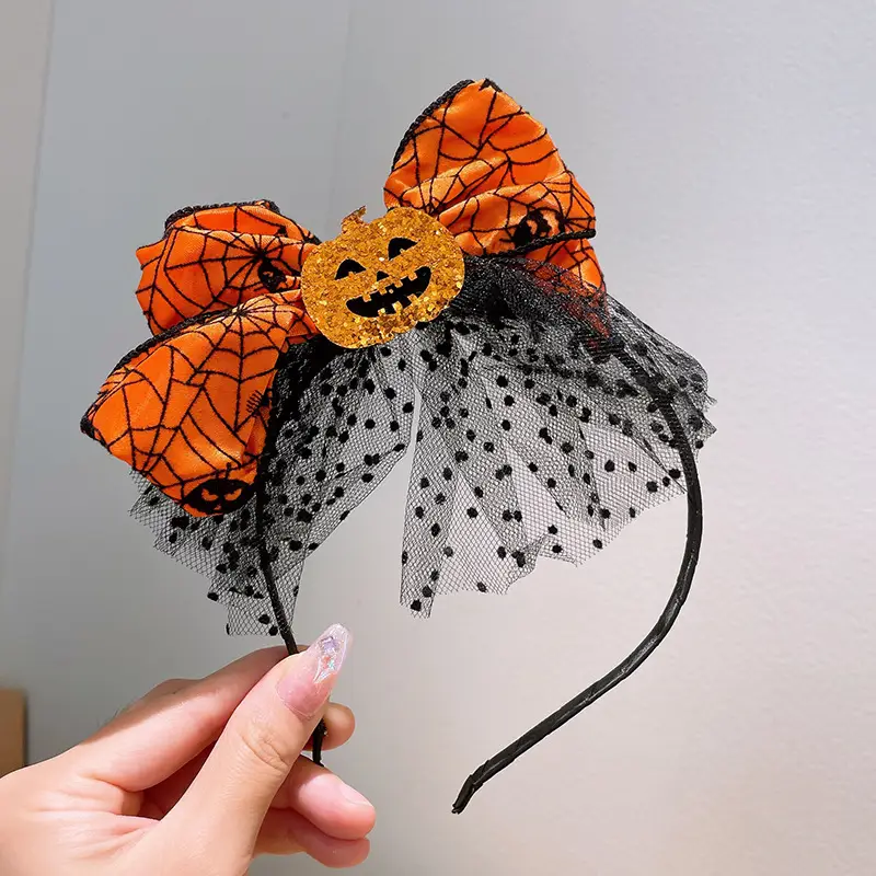 Halloween Bat Spider Web Headband with Ghost Design - Image 5