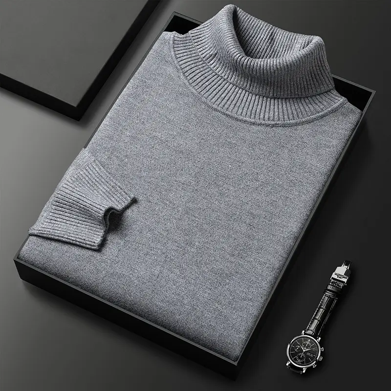 Men's Navy Knitted Turtleneck Sweater Wholesale