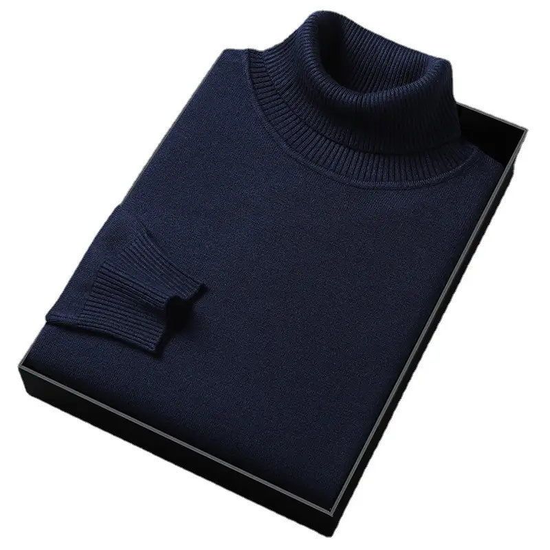 Men's Navy Knitted Turtleneck Sweater Wholesale