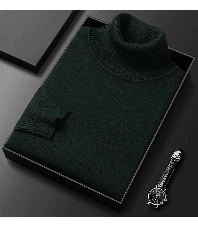 Men's Navy Knitted Turtleneck Sweater Wholesale — feature 17