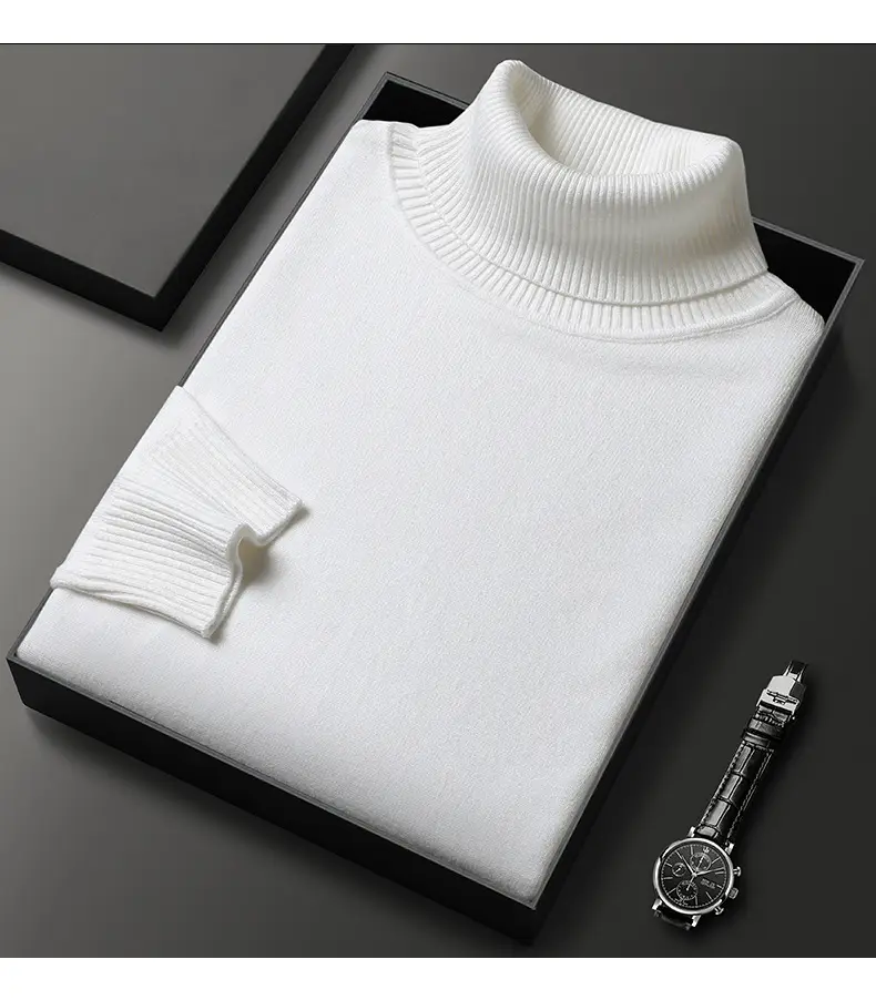 Men's Navy Knitted Turtleneck Sweater Wholesale — feature 20