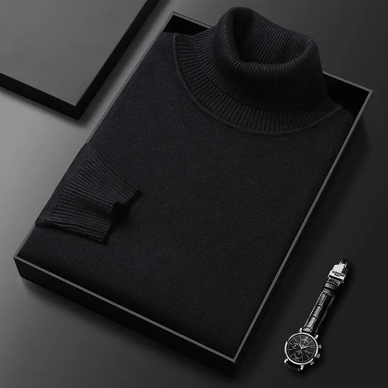 Men's Navy Knitted Turtleneck Sweater Wholesale