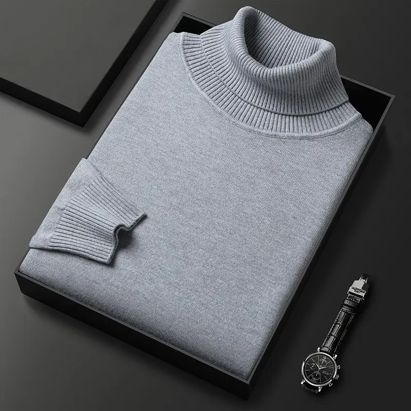 Men's Navy Knitted Turtleneck Sweater Wholesale