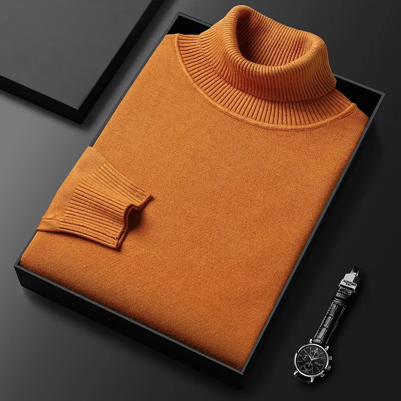 Men's Navy Knitted Turtleneck Sweater Wholesale