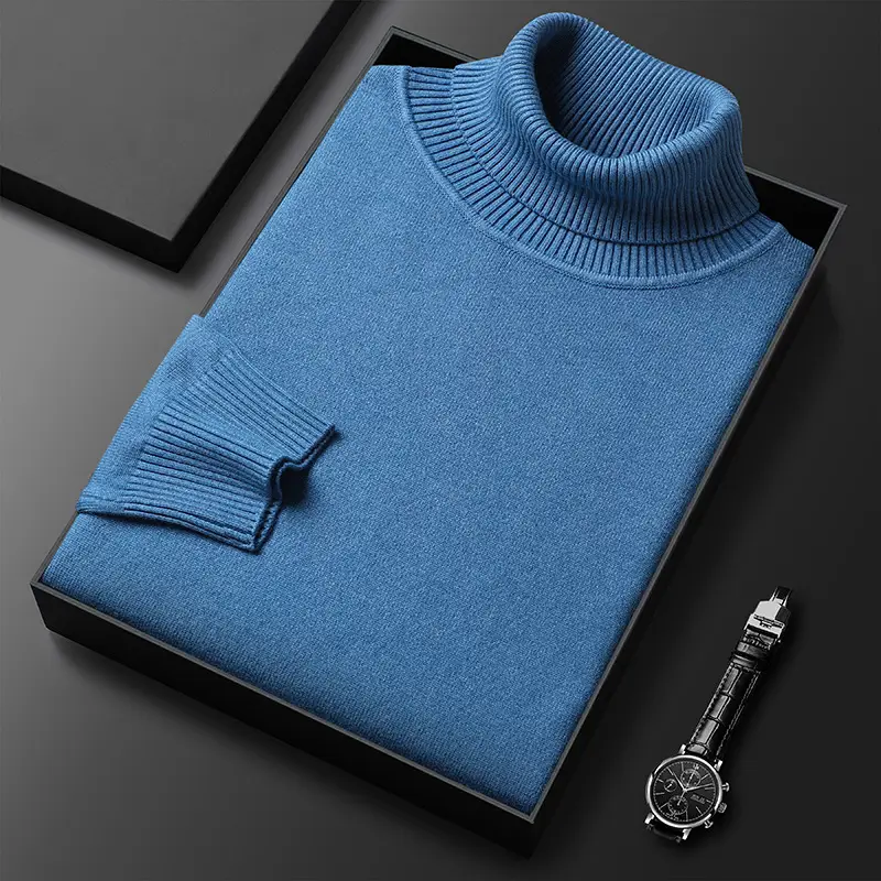 Men's Navy Knitted Turtleneck Sweater Wholesale