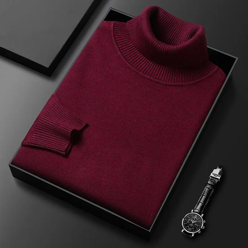 Men's Navy Knitted Turtleneck Sweater Wholesale