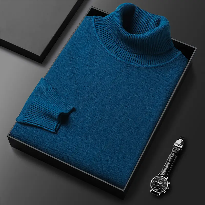 Men's Navy Knitted Turtleneck Sweater Wholesale
