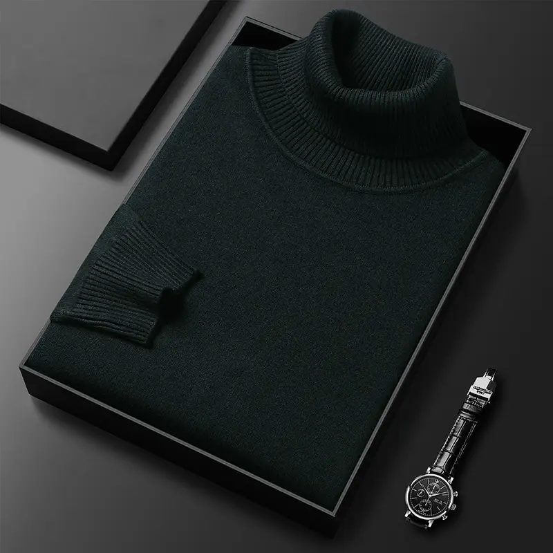 Men's Navy Knitted Turtleneck Sweater Wholesale