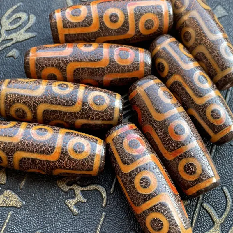 Xizang Natural Agate Beads 40mm Orange Peel Pattern - Image 3