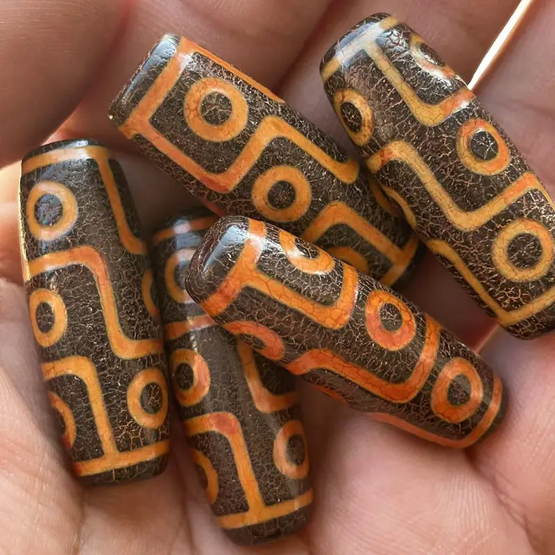 Xizang Natural Agate Beads 40mm Orange Peel Pattern - Image 4