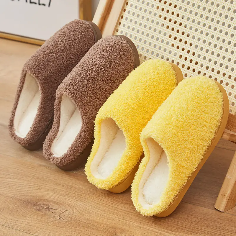 Yuezi Shoes Autumn and Winter Cotton Slippers Women's Bag with Solid Color Warm Home Wool Slippers Men's Couple's Indoor Thick Sole Non-slip