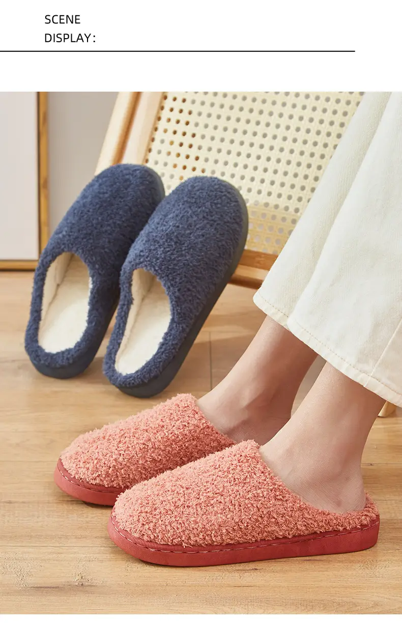 Yuezi Shoes Autumn and Winter Cotton Slippers Women's Bag with Solid Color Warm Home Wool Slippers Men's Couple's Indoor Thick Sole Non-slip — feature 12