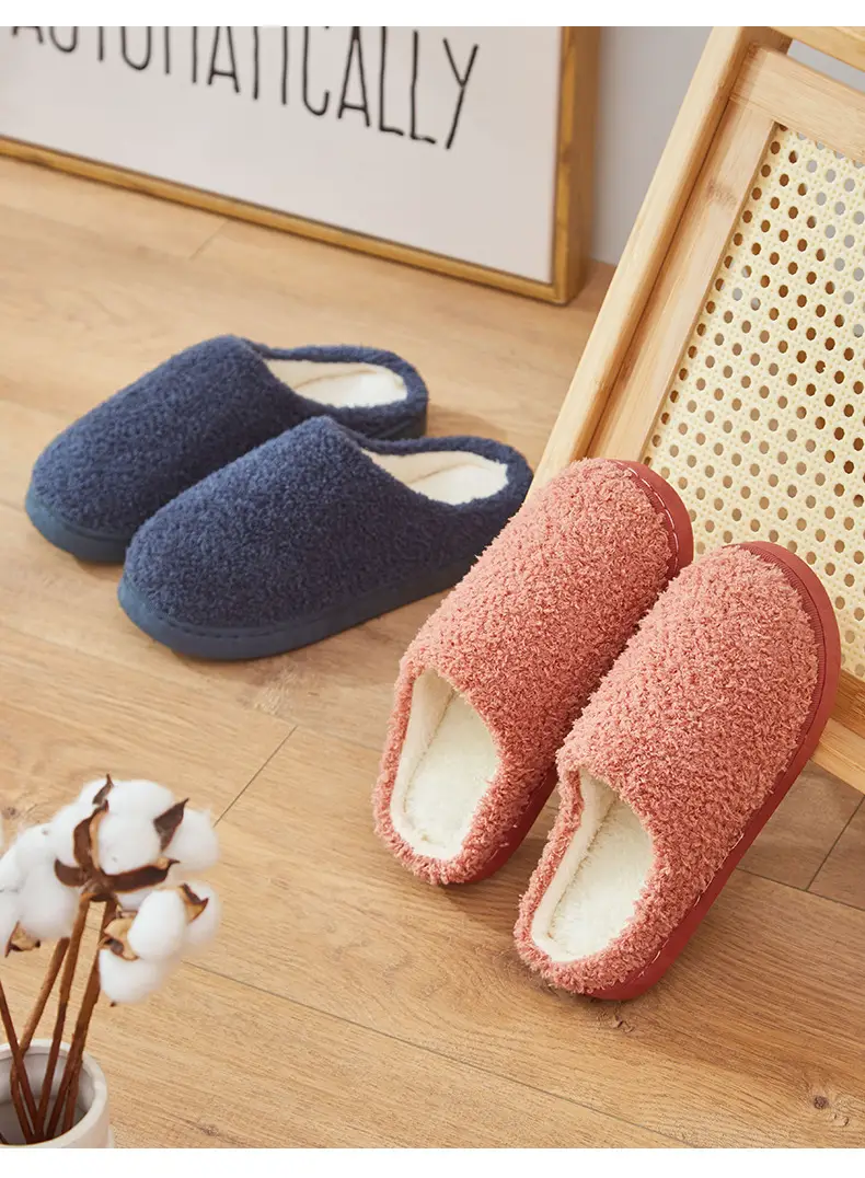 Yuezi Shoes Autumn and Winter Cotton Slippers Women's Bag with Solid Color Warm Home Wool Slippers Men's Couple's Indoor Thick Sole Non-slip — feature 14