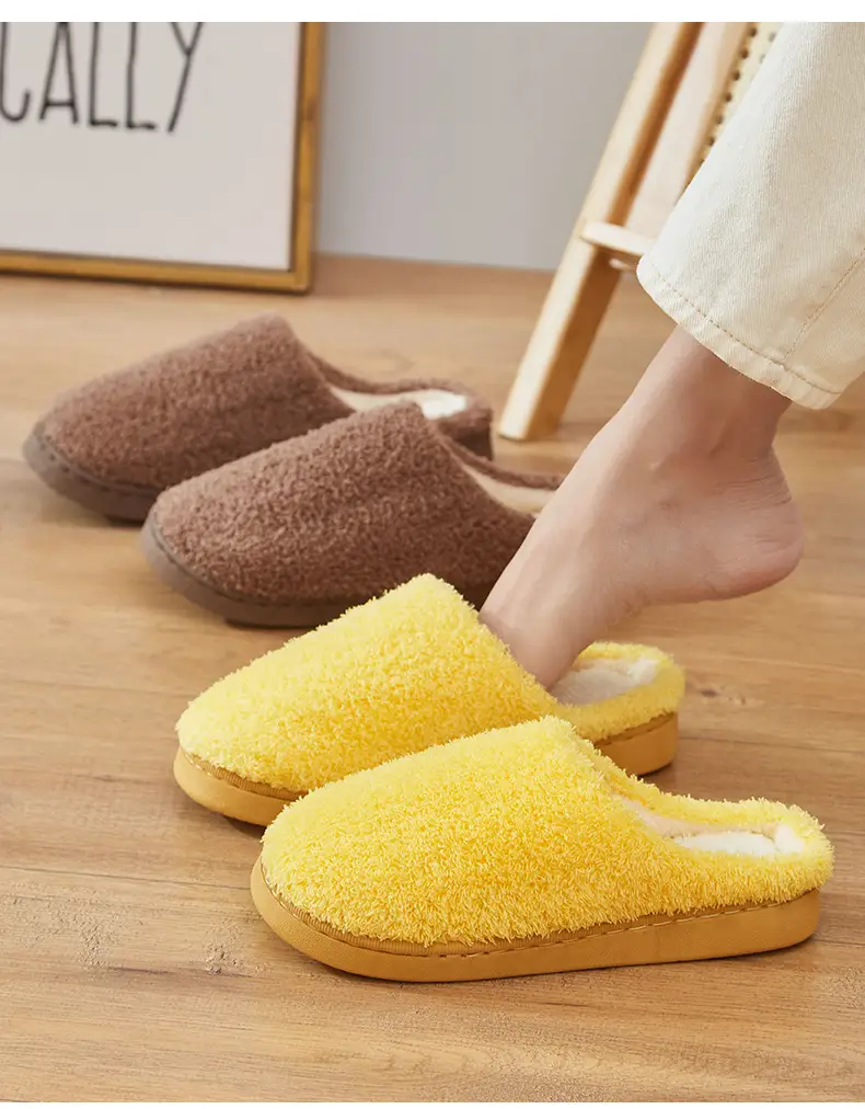 Yuezi Shoes Autumn and Winter Cotton Slippers Women's Bag with Solid Color Warm Home Wool Slippers Men's Couple's Indoor Thick Sole Non-slip — feature 15