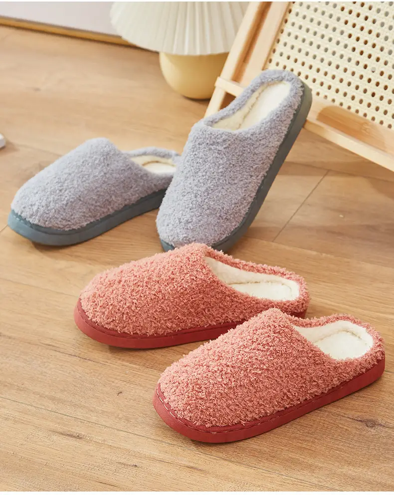 Yuezi Shoes Autumn and Winter Cotton Slippers Women's Bag with Solid Color Warm Home Wool Slippers Men's Couple's Indoor Thick Sole Non-slip — feature 17