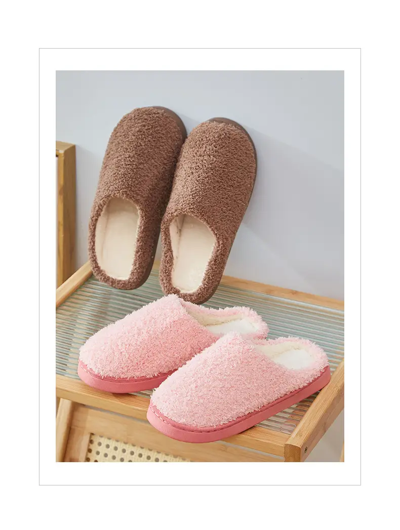 Yuezi Shoes Autumn and Winter Cotton Slippers Women's Bag with Solid Color Warm Home Wool Slippers Men's Couple's Indoor Thick Sole Non-slip — feature 18