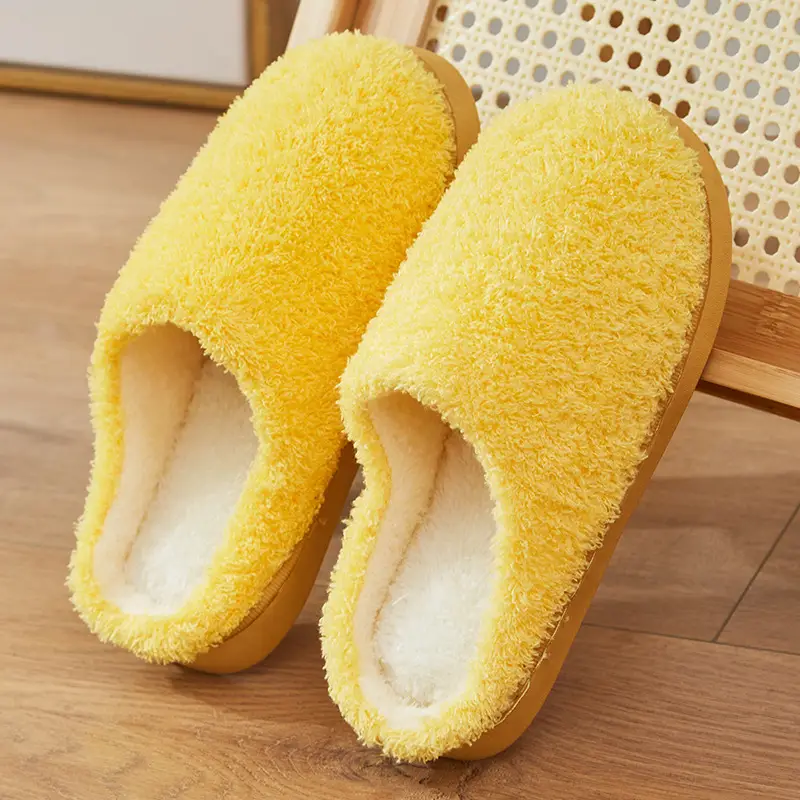 Yuezi Shoes Autumn and Winter Cotton Slippers Women's Bag with Solid Color Warm Home Wool Slippers Men's Couple's Indoor Thick Sole Non-slip