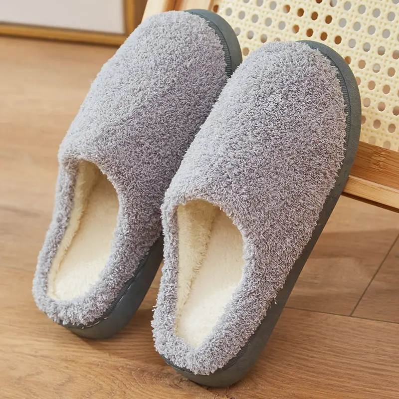 Yuezi Shoes Autumn and Winter Cotton Slippers Women's Bag with Solid Color Warm Home Wool Slippers Men's Couple's Indoor Thick Sole Non-slip