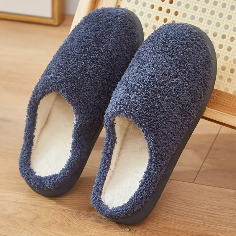 Yuezi Shoes Autumn and Winter Cotton Slippers Women's Bag with Solid Color Warm Home Wool Slippers Men's Couple's Indoor Thick Sole Non-slip