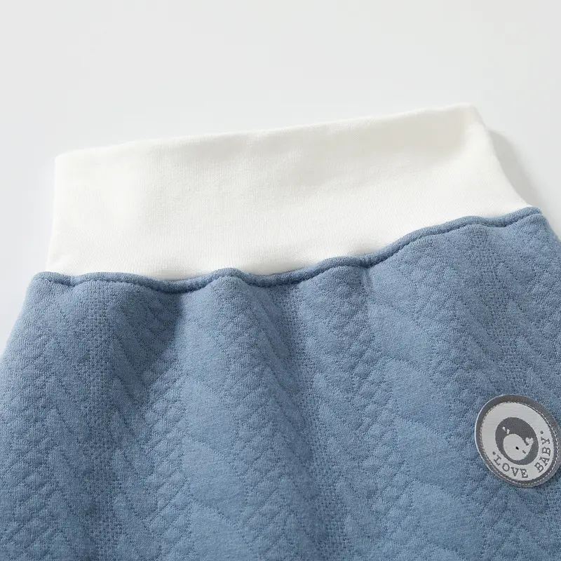 Baby Cotton High Waist Pants Beige Winter Warm - Image 8