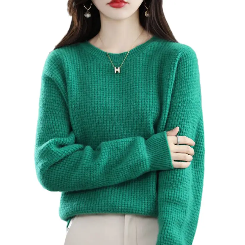 Women Cream Knitted Round Neck Pullover Sweater - Image 10