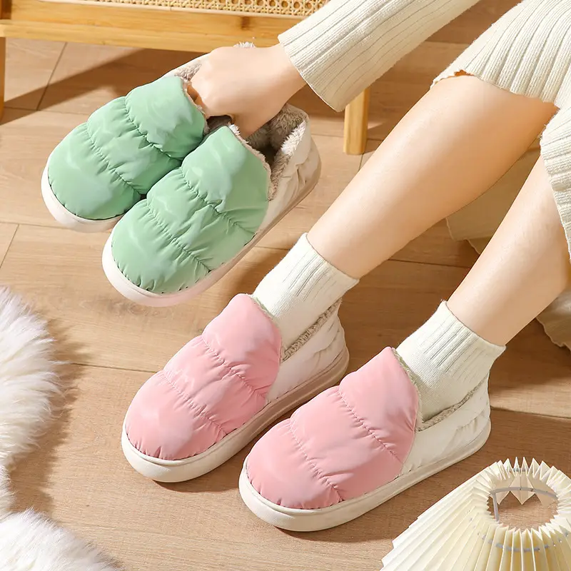 Autumn and Winter Cotton Slippers for Women, Winter Bags and Home Couples Indoor Floor down Cloth Cotton Shoes Fleece-Lined for Men in Winter - Image 13