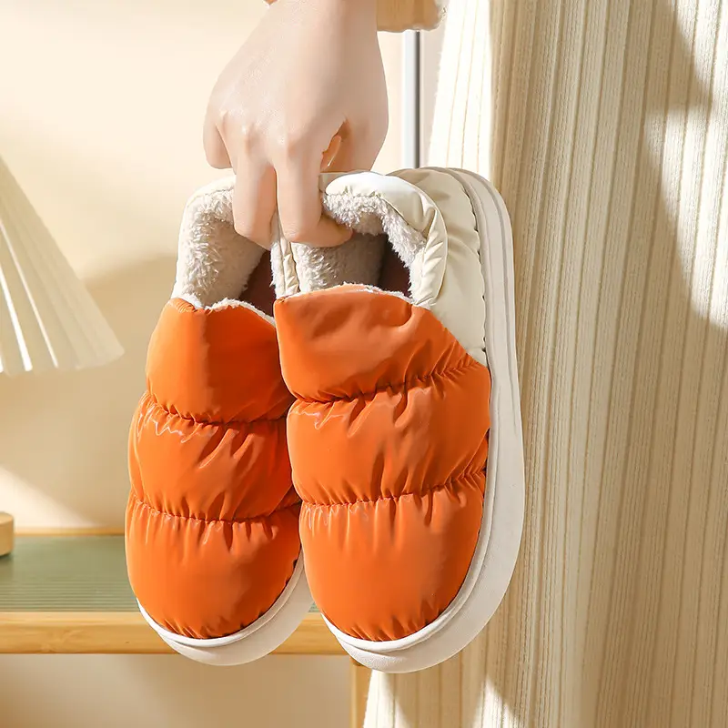Autumn and Winter Cotton Slippers for Women, Winter Bags and Home Couples Indoor Floor down Cloth Cotton Shoes Fleece-Lined for Men in Winter - Image 15
