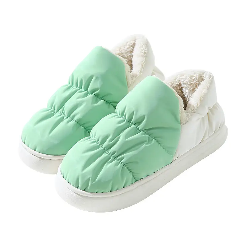 Autumn and Winter Cotton Slippers for Women, Winter Bags and Home Couples Indoor Floor down Cloth Cotton Shoes Fleece-Lined for Men in Winter - Image 16