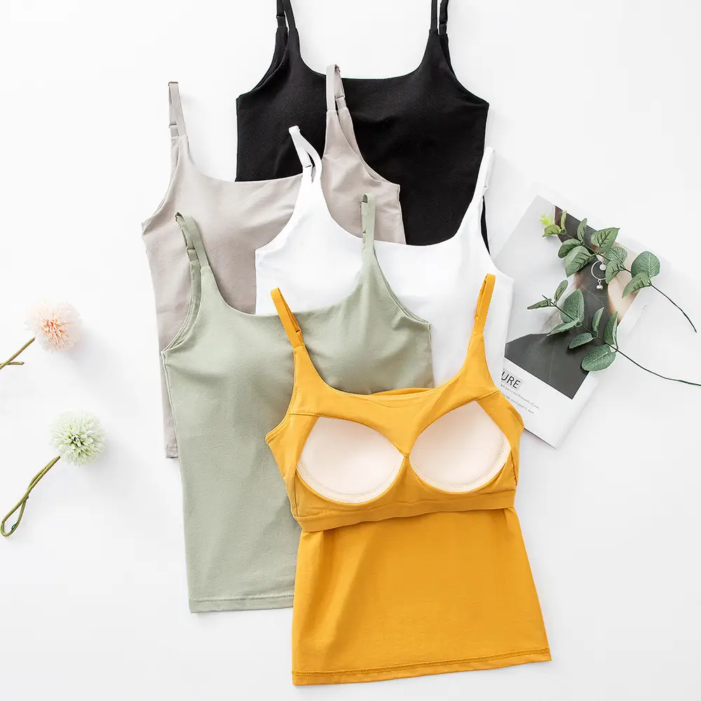 Women's Camisole with Chest Cup One Piece Yellow - Image 7