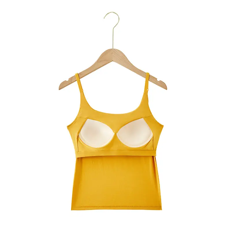 Women's Camisole with Chest Cup One Piece Yellow - Image 10