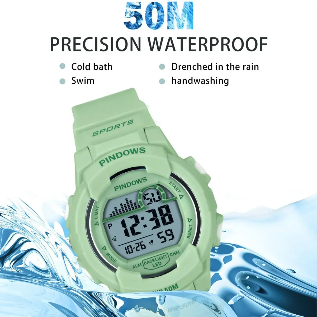 Waterproof Green Digital Watch for Men Women - Image 10
