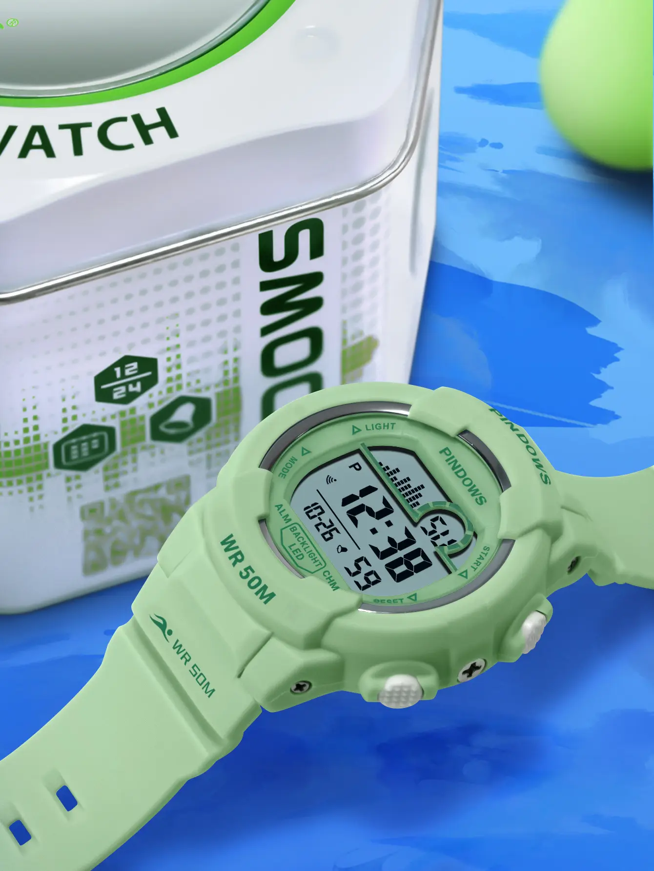 Waterproof Green Digital Watch for Men Women — feature 7