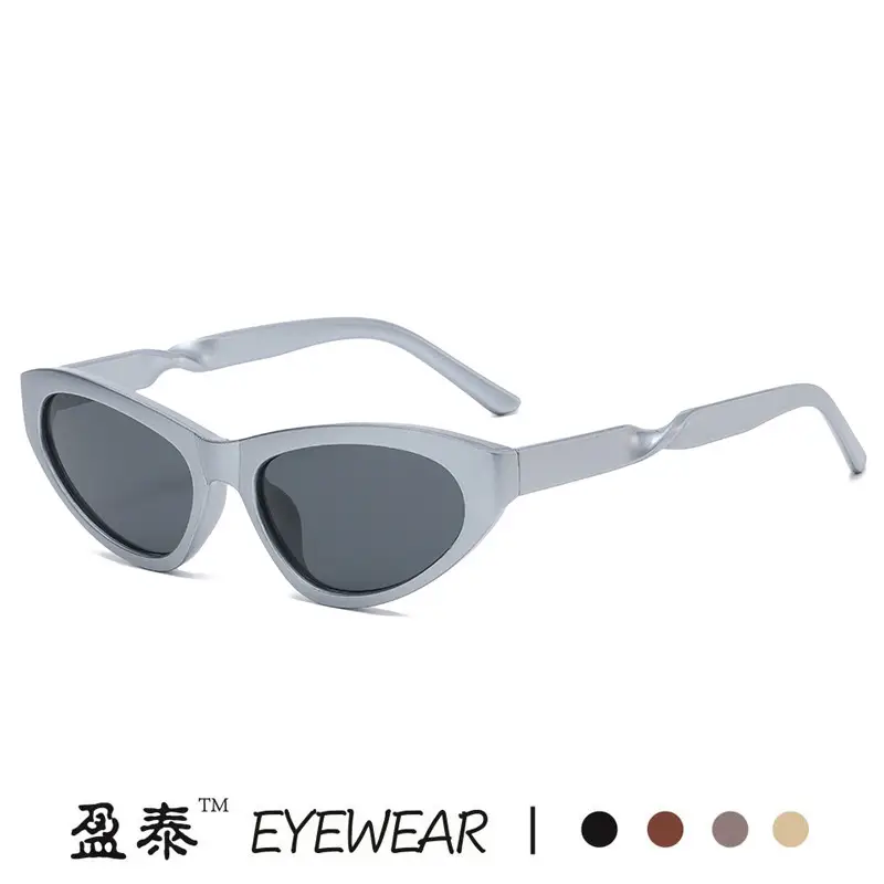 New Balencia Cat Eye Sunglasses Silver Cyberpunk Futuristic - Image 4