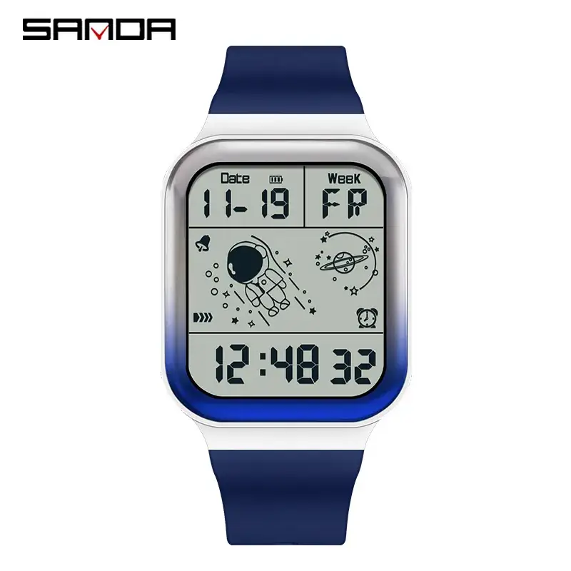 Sanda Digital Astronaut Watch Blue Strap Detachable
