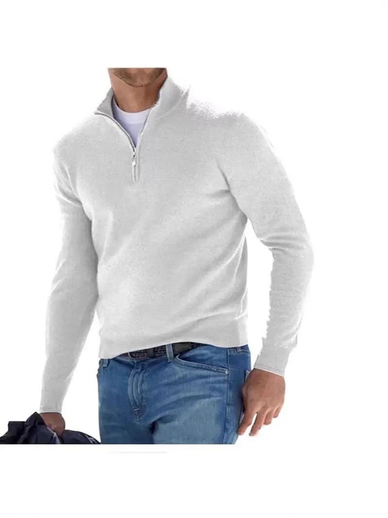 Men's Pink Wool Velvet V Neck Zipper Top - Image 14