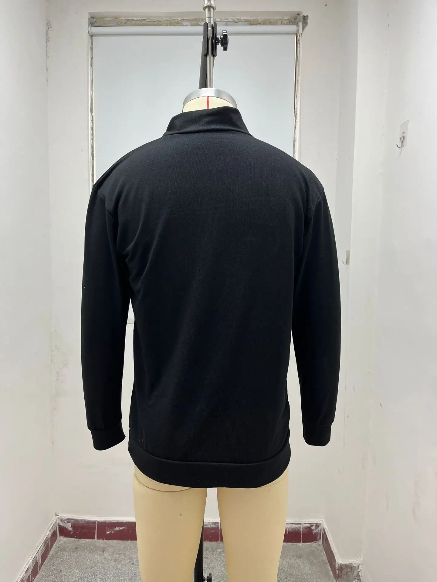 Men's Pink Wool Velvet V Neck Zipper Top — feature 10