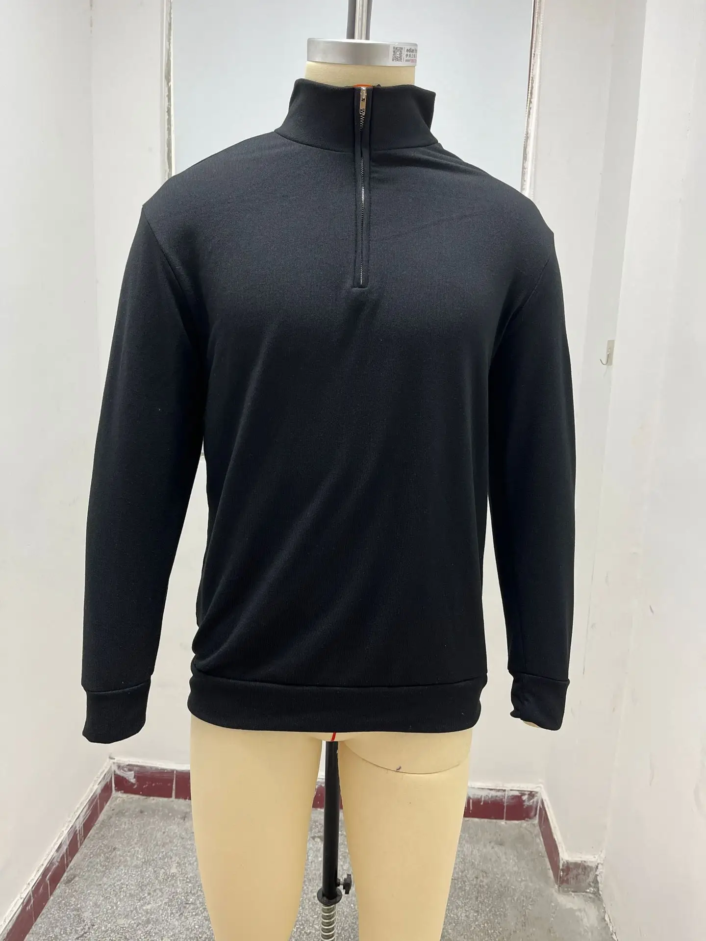 Men's Pink Wool Velvet V Neck Zipper Top — feature 11