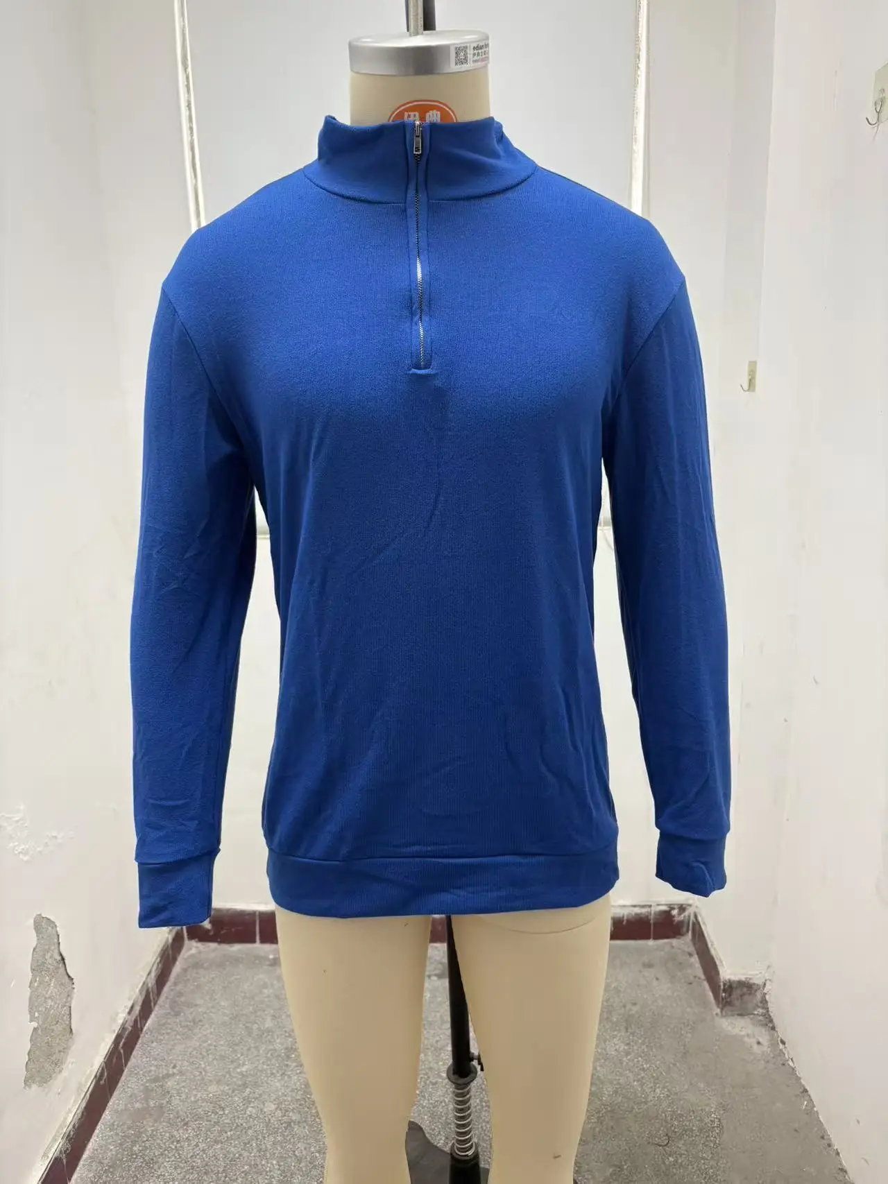 Men's Pink Wool Velvet V Neck Zipper Top — feature 12