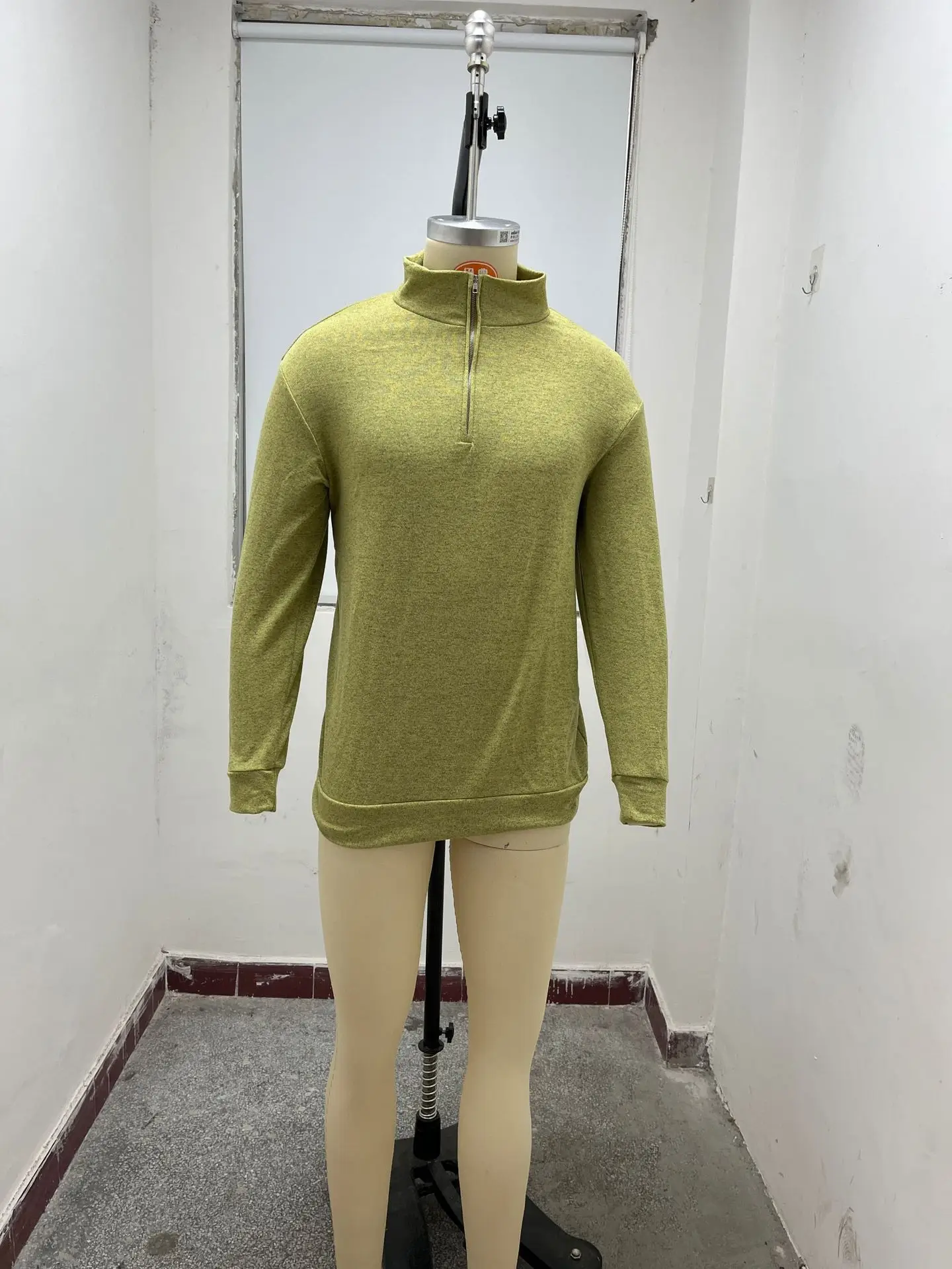 Men's Pink Wool Velvet V Neck Zipper Top — feature 17