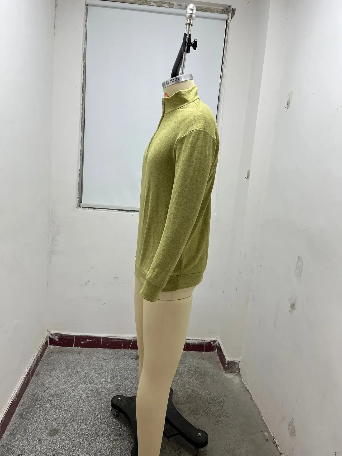 Men's Pink Wool Velvet V Neck Zipper Top — feature 18