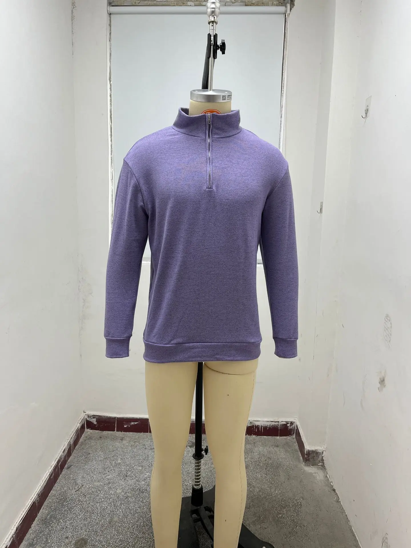 Men's Pink Wool Velvet V Neck Zipper Top — feature 20