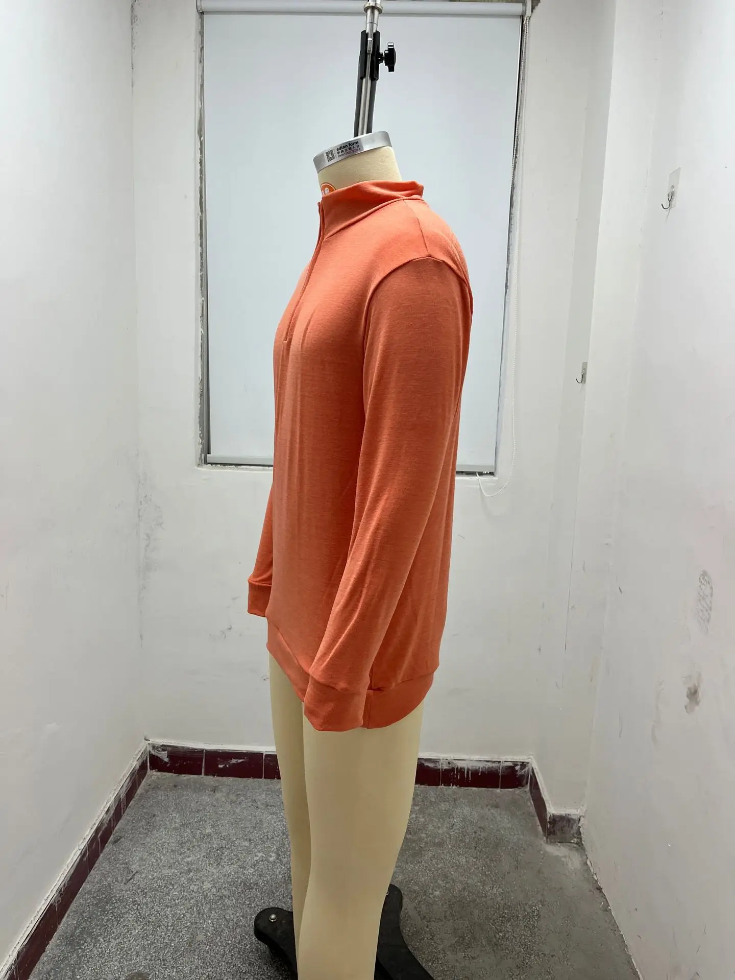 Men's Pink Wool Velvet V Neck Zipper Top — feature 24