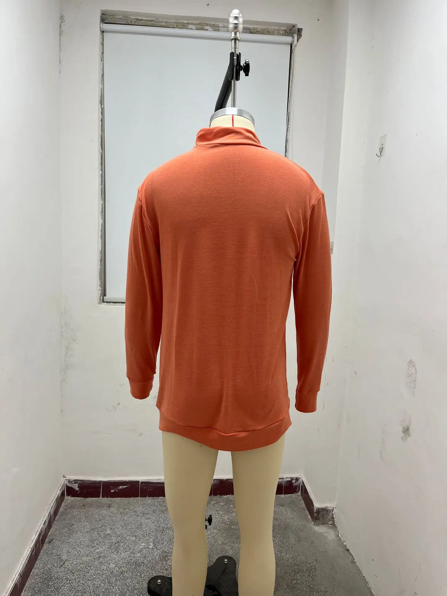 Men's Pink Wool Velvet V Neck Zipper Top — feature 25