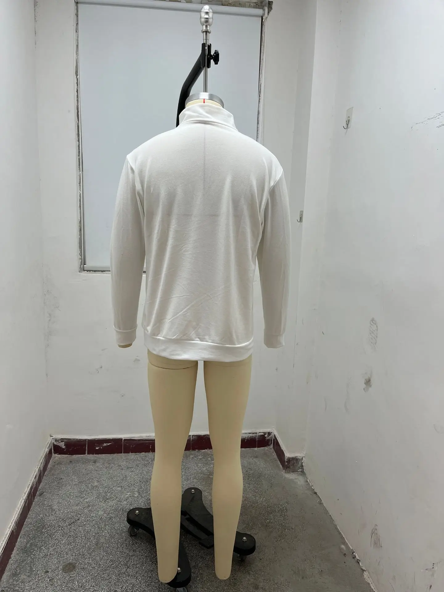 Men's Pink Wool Velvet V Neck Zipper Top — feature 28