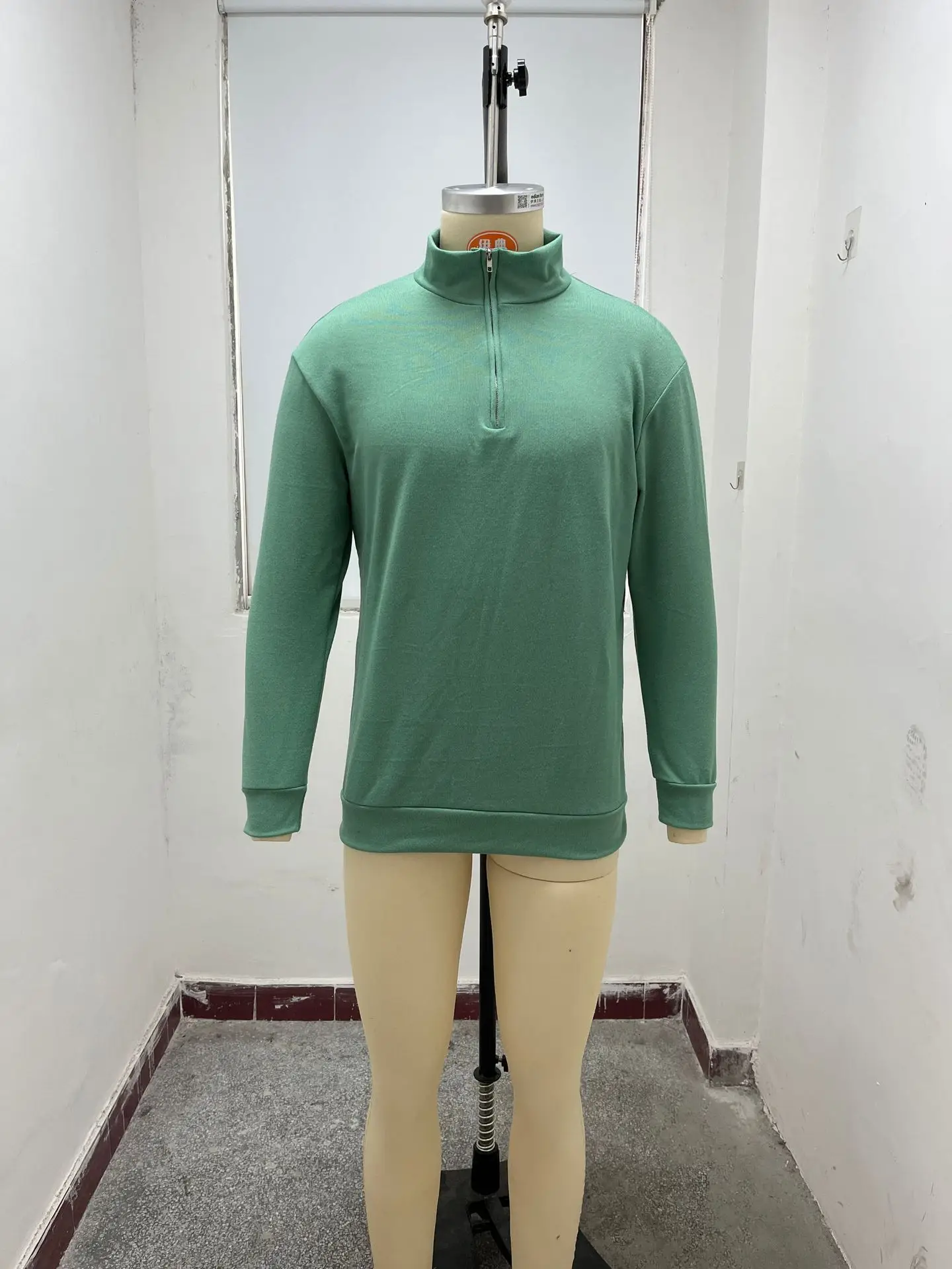 Men's Pink Wool Velvet V Neck Zipper Top — feature 3
