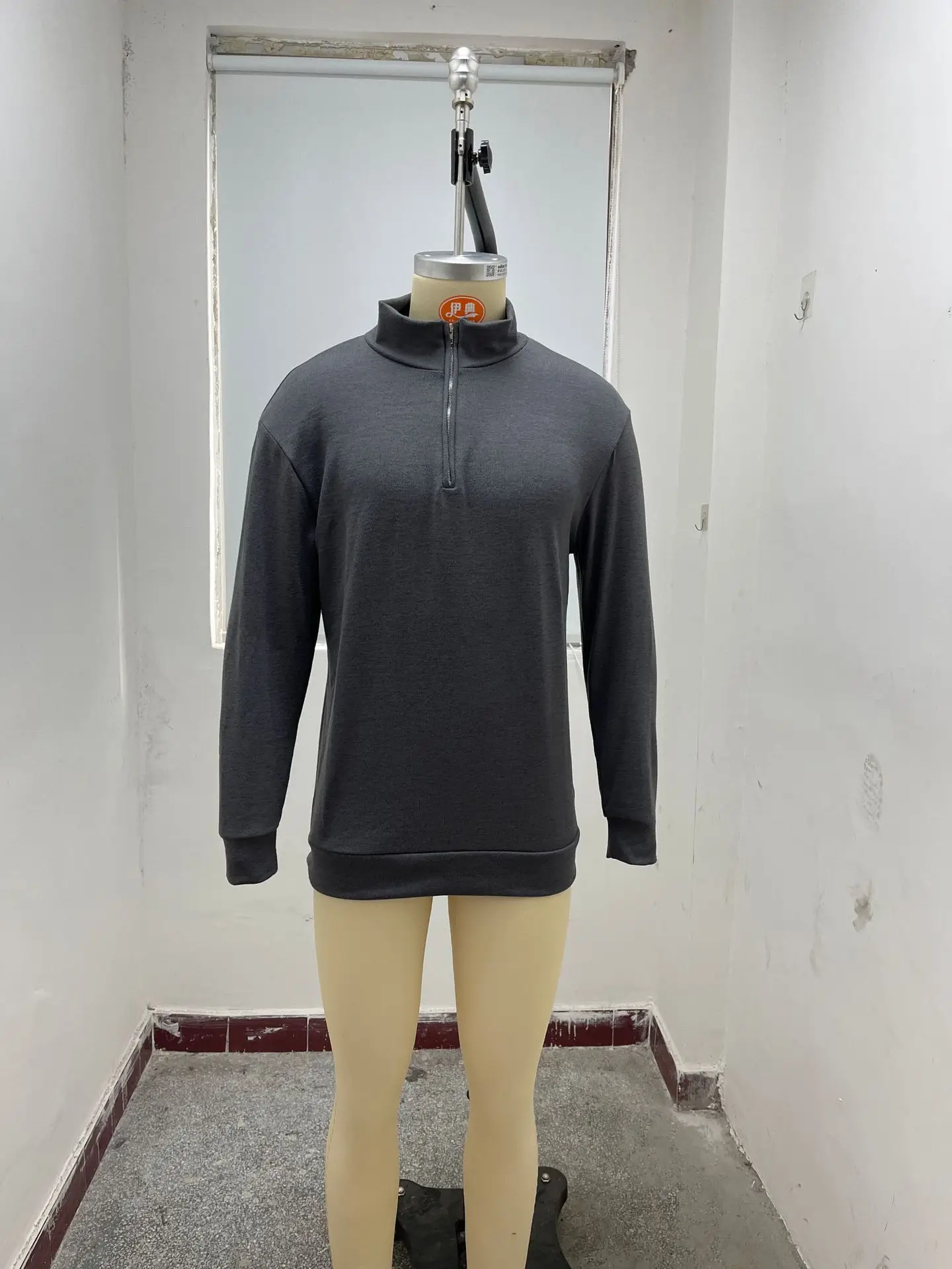 Men's Pink Wool Velvet V Neck Zipper Top — feature 30