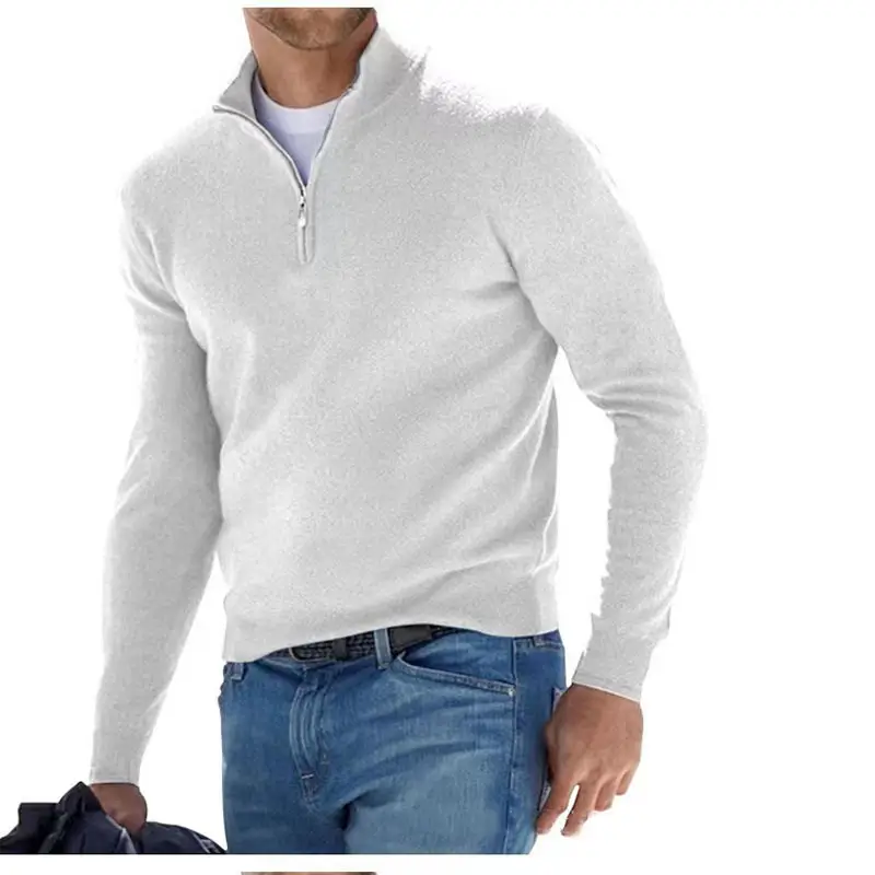 Men's Pink Wool Velvet V Neck Zipper Top - Image 3